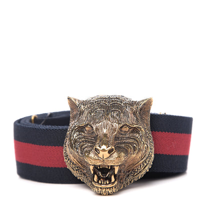 Gucci Web Feline Buckle Belt 110 44 Blue Red 1 of 3