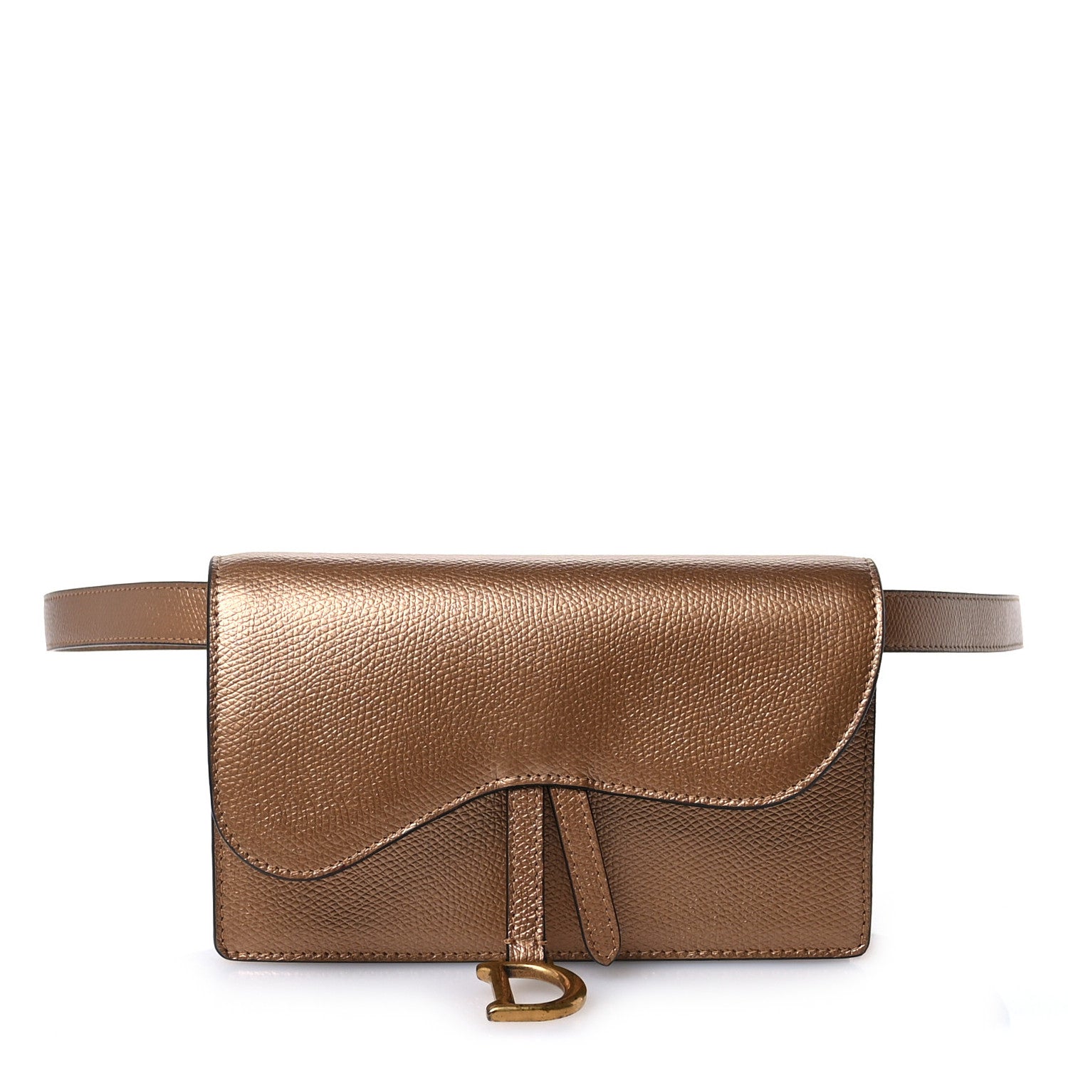 Christian Dior Metallic Grained Calfskin Saddle Belt Bag Gold 1 of 12