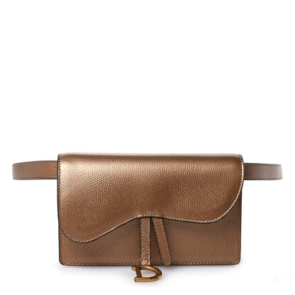 Christian Dior Metallic Grained Calfskin Saddle Belt Bag Gold 1 of 12