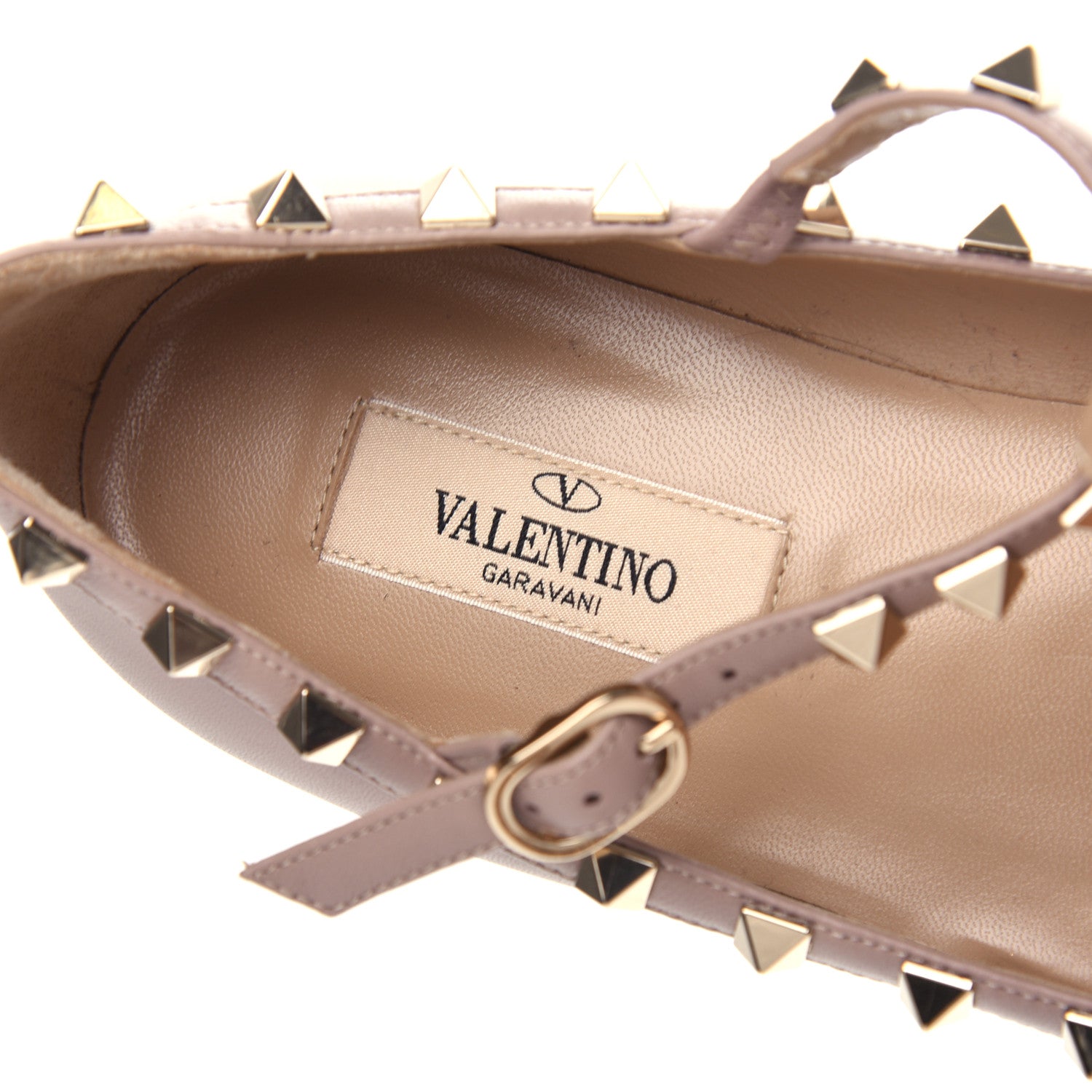 Valentino Garavani Nappa Rockstud Cage Ballerina Flats 37.5 Poudre 6 of 11