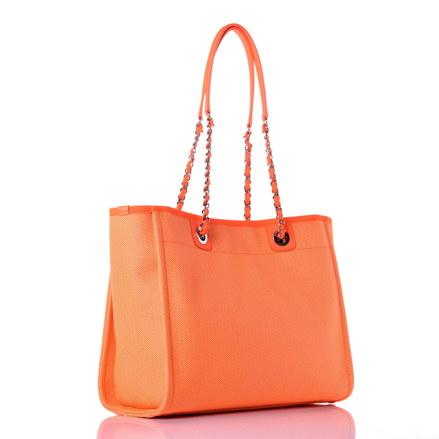 Chanel Mixed Fibers Calfskin Small Deauville Tote Orange Yellow 3 of 9