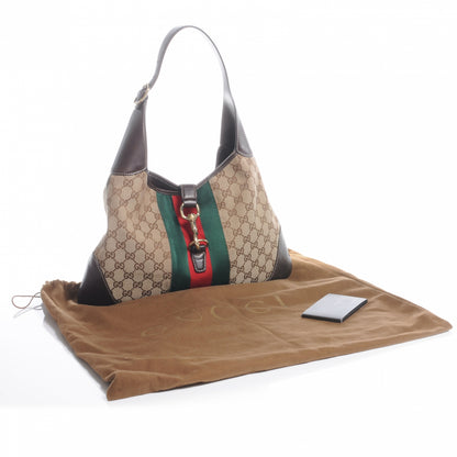 Gucci Monogram Web Jackie O Bouvier Hobo Dark Brown 5 of 8