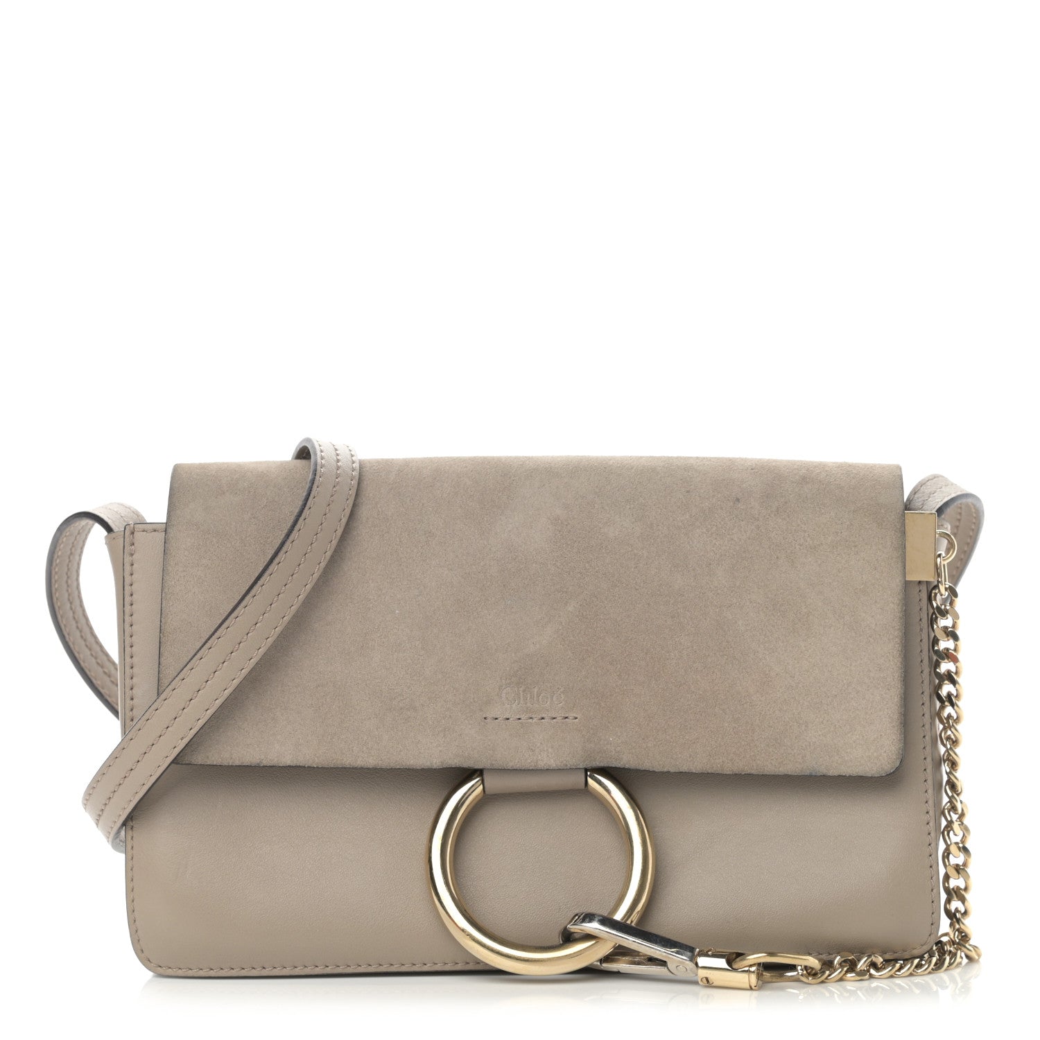 Chloe Suede Calfskin Small Faye Shoulder Bag Motty Grey 1 of 16