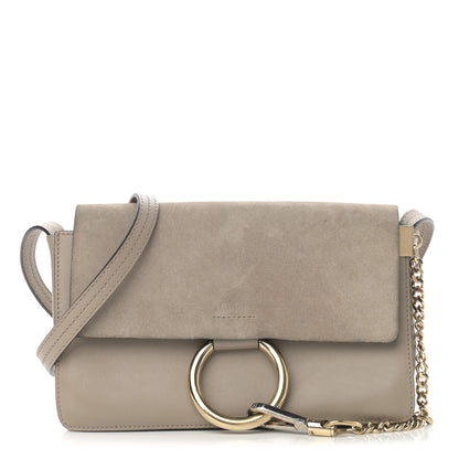Chloe Suede Calfskin Small Faye Shoulder Bag Motty Grey 1 of 16