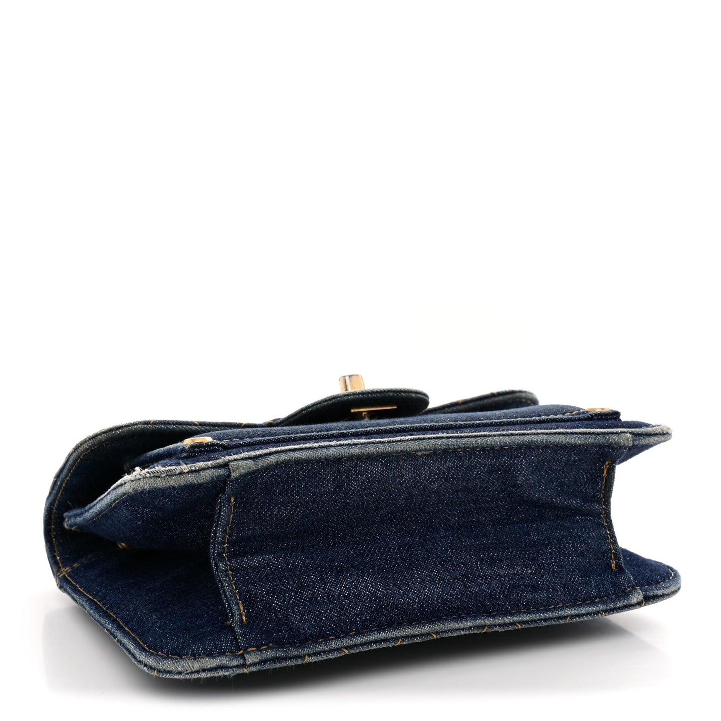 Denim Quilted Double You Mini Flap Blue Golden