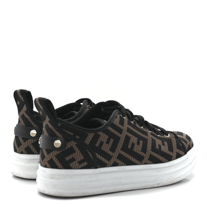 Fendi Fabric FF Micro-Perforated Rise Low Top Sneakers 36 Tobacco Black 4 of 8