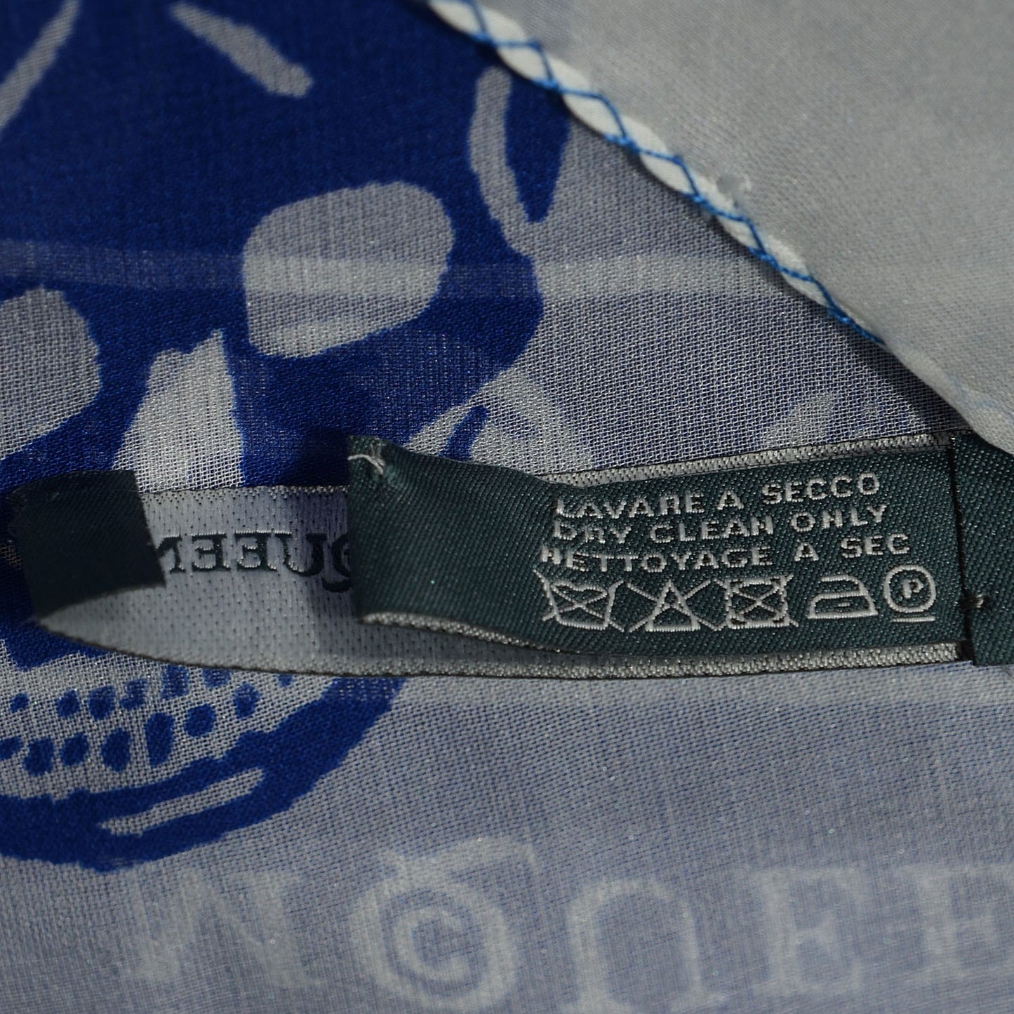 Silk Chiffon Skull Scarf Blue