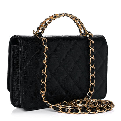 Chanel Shiny Caviar Quilted Pick Me Up Wallet On Chain WOC Black 3 of 14