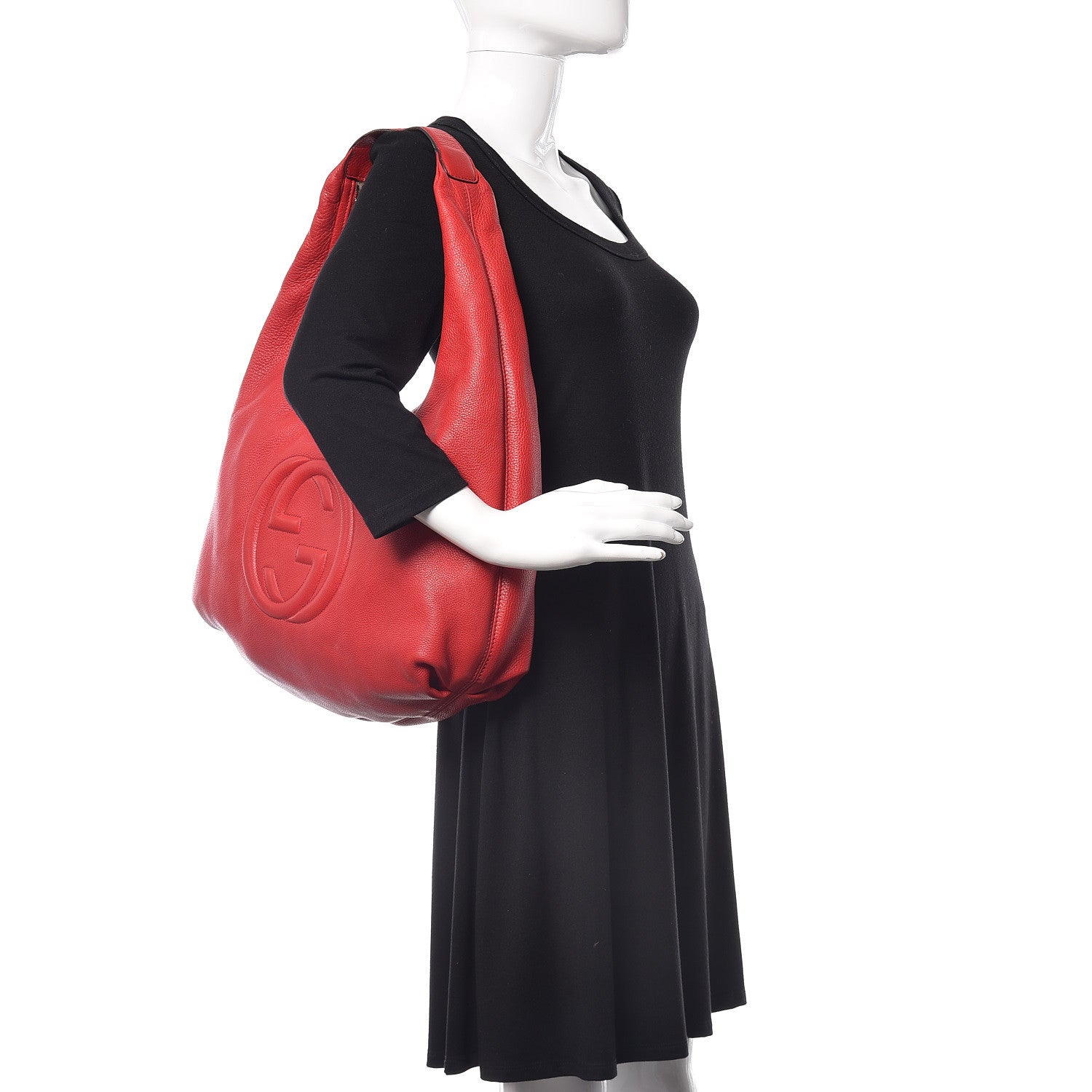 Gucci Pebbled Calfskin Large Soho Hobo Red 2 of 11