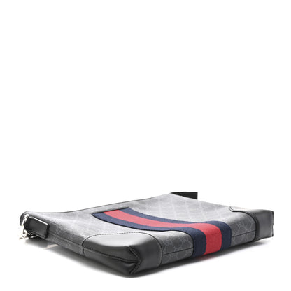 Gucci GG Supreme Monogram Calfskin Web Flat Wristlet Black Grey 4 of 9