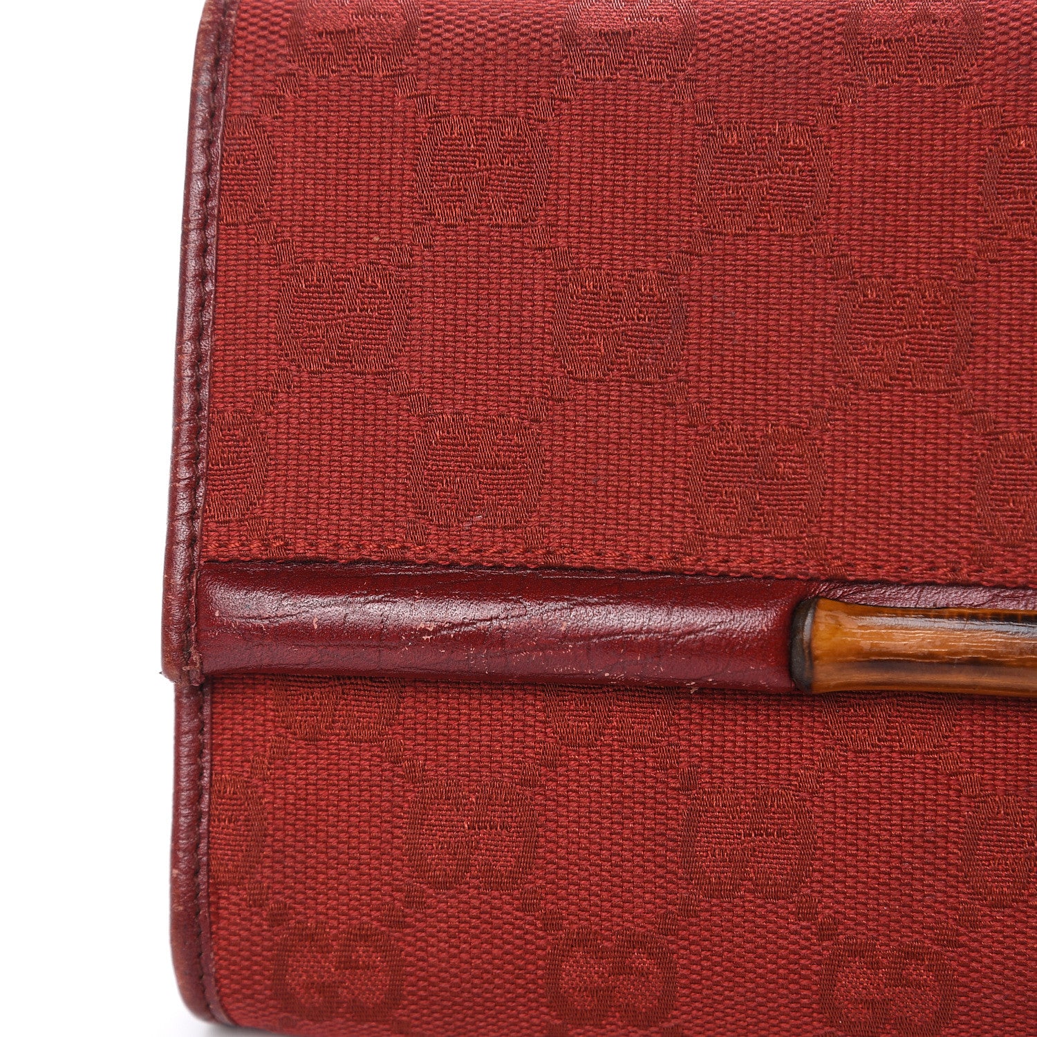 Gucci Monogram Bamboo Bar Clutch Red 10 of 14