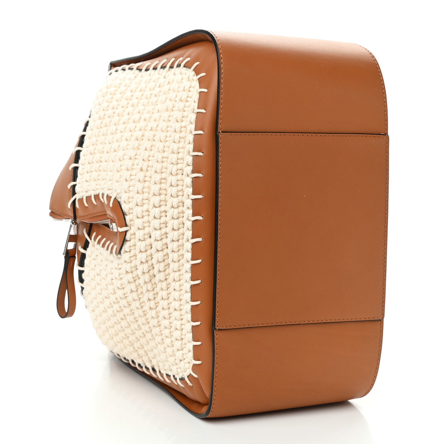 Calfskin Crochet Small Hammock Shoulder Bag Tan Natural