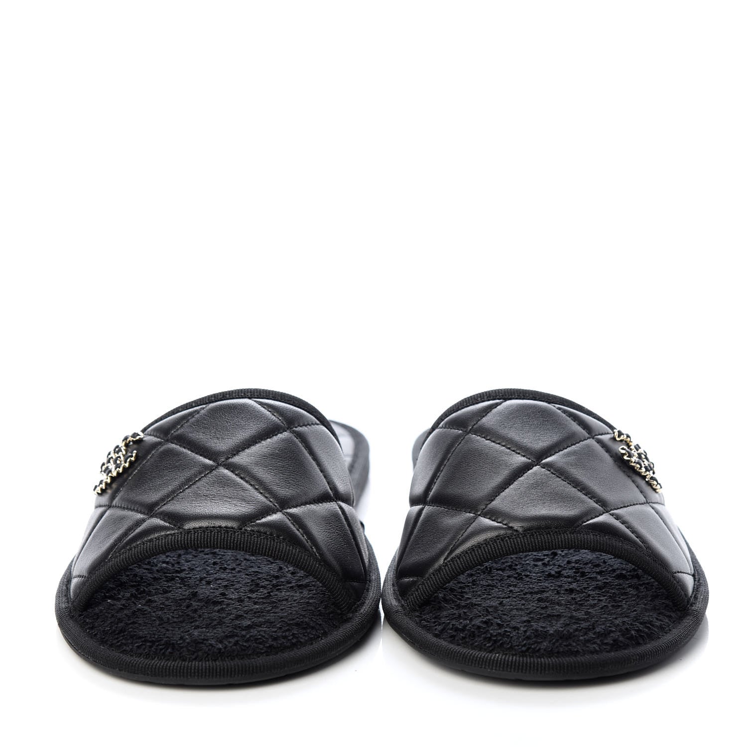 Chanel Lambskin Quilted CC Mules Sandals S Black 2 of 11