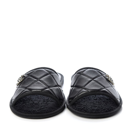Chanel Lambskin Quilted CC Mules Sandals S Black 2 of 11