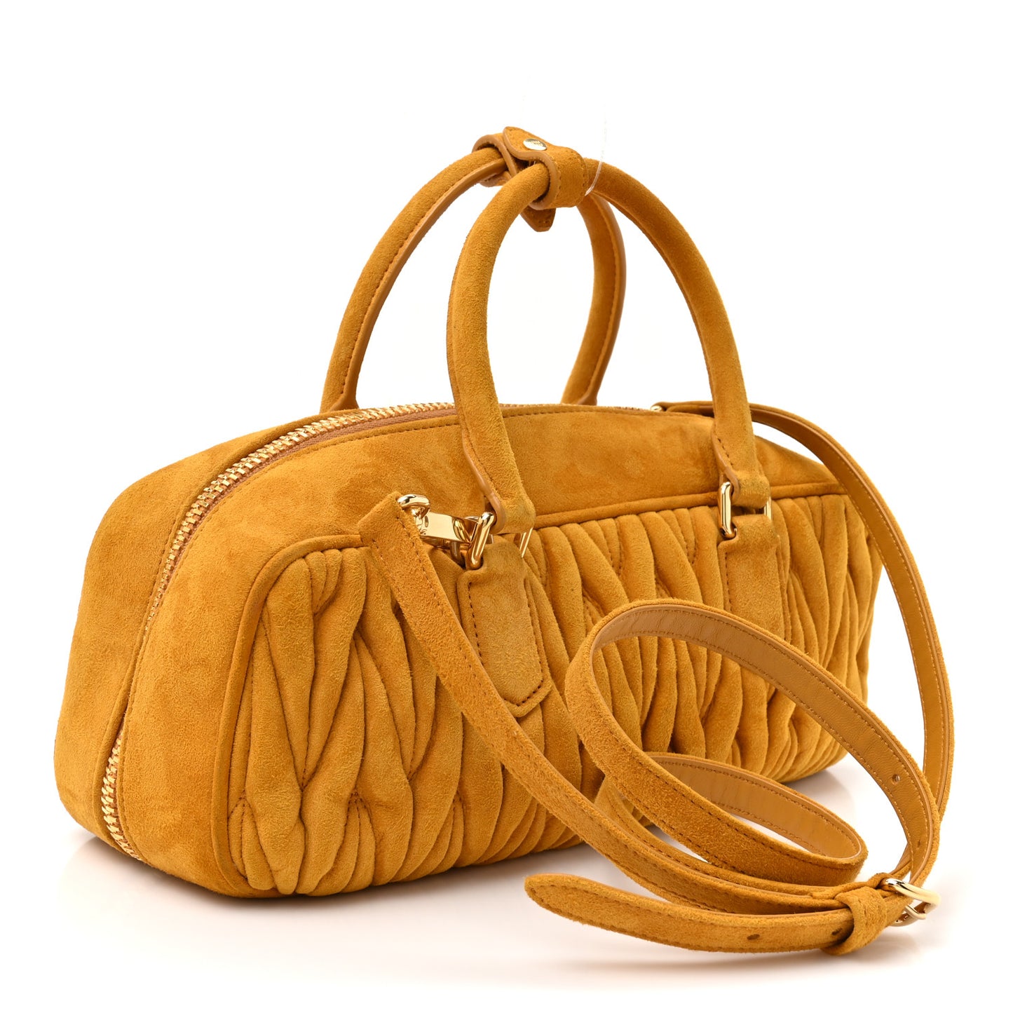 Suede Matelasse Large Arcadie Top Handle Bag Whiskey
