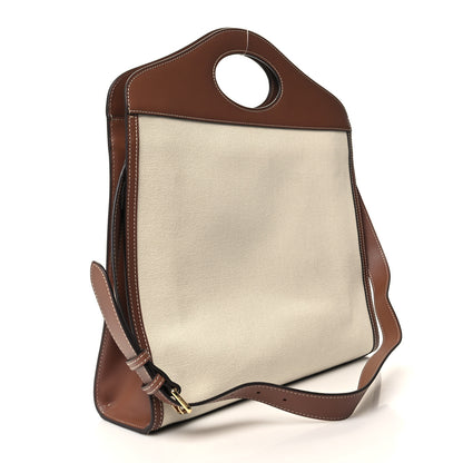 Burberry Canvas Smooth Calfskin Two Tone Medium Pocket Bag Natural Malt Brown 3 of 9