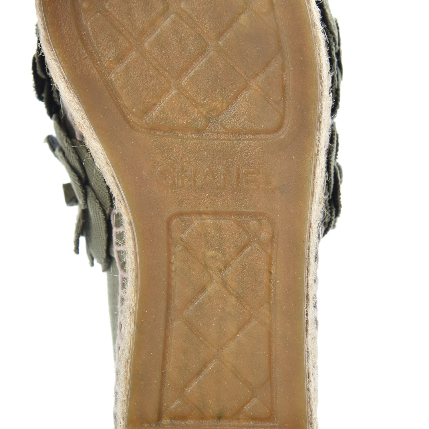 Chanel Fabric Camellia CC Espadrilles 36 Khaki 7 of 9