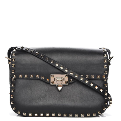 Valentino Garavani Vitello Medium Rockstud Flap Saddle Bag Black 1 of 7