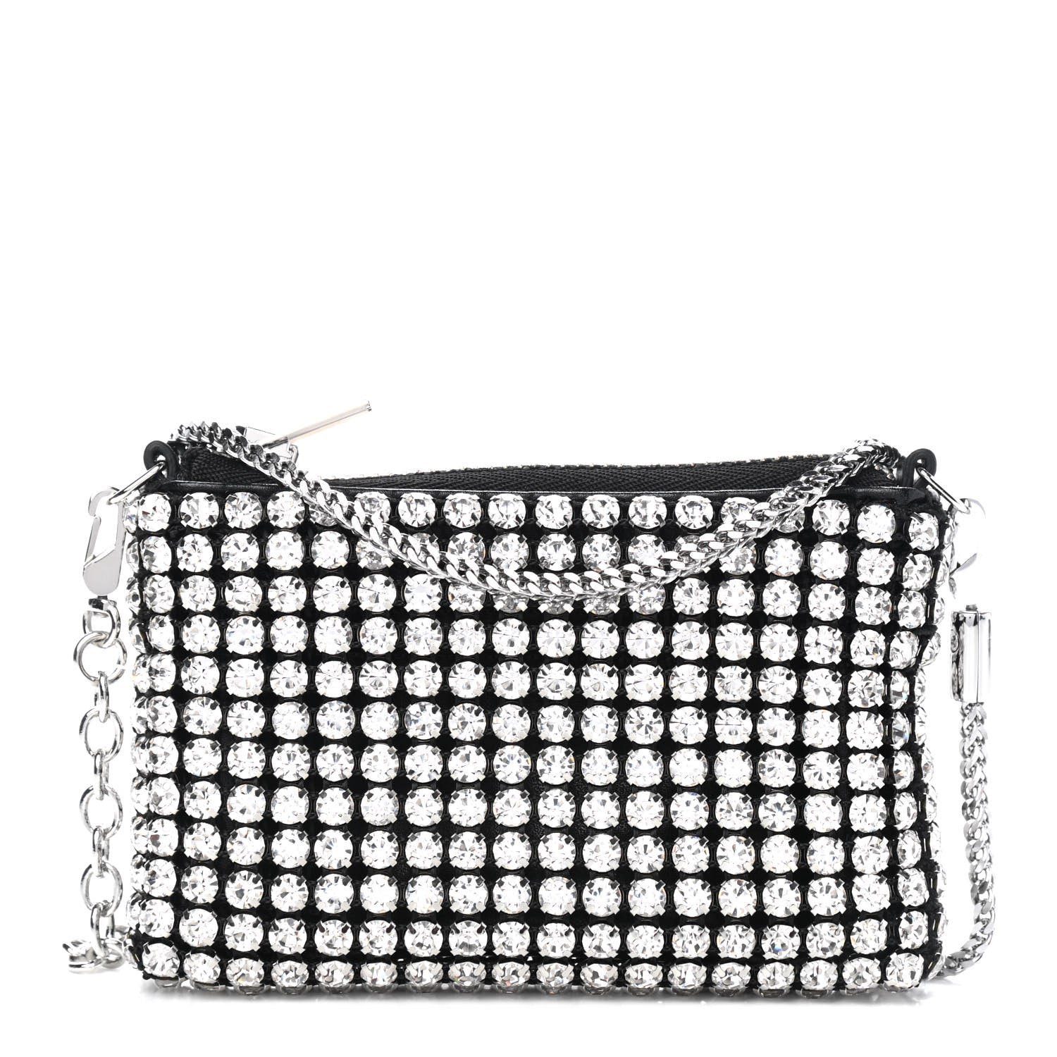 Alexander Wang Mesh Crystal Rhinestone Nano Heiress Shoulder Bag Black Silver 1 of 10