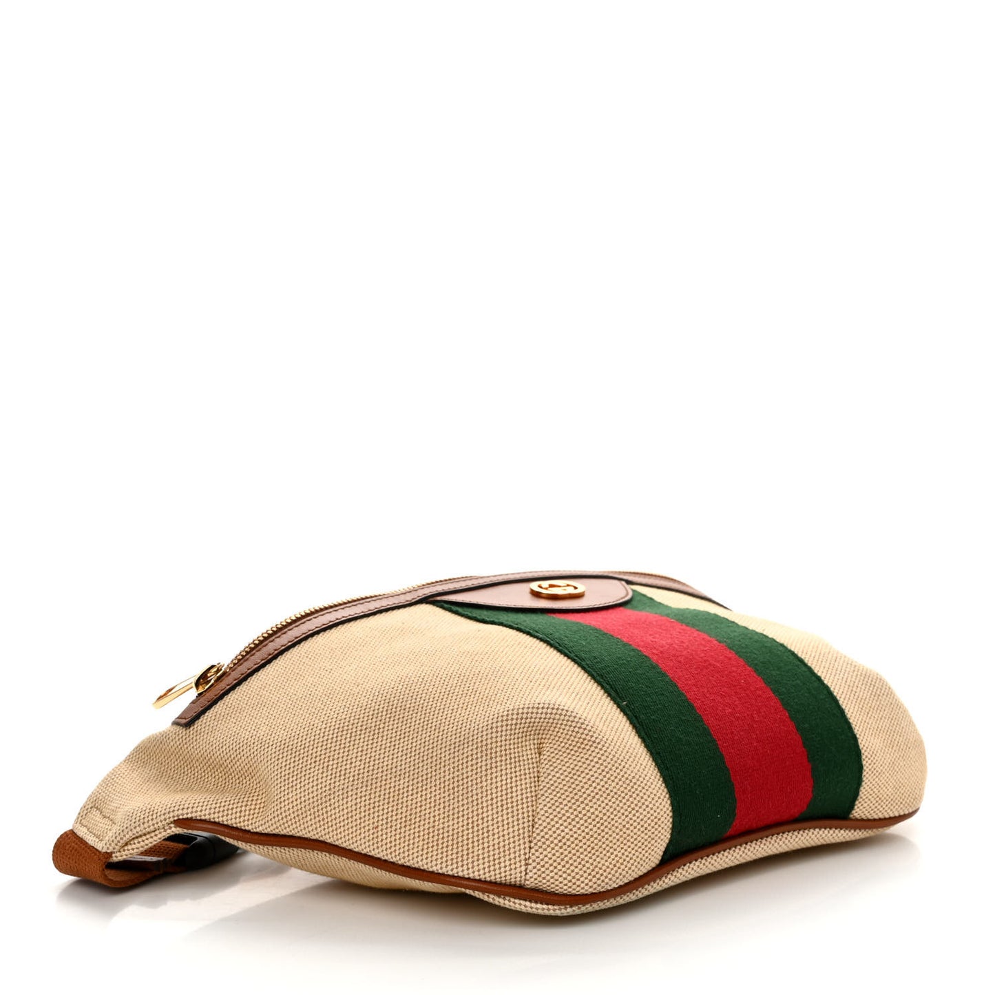 Vintage Canvas Web Belt Bag Sand Cuir