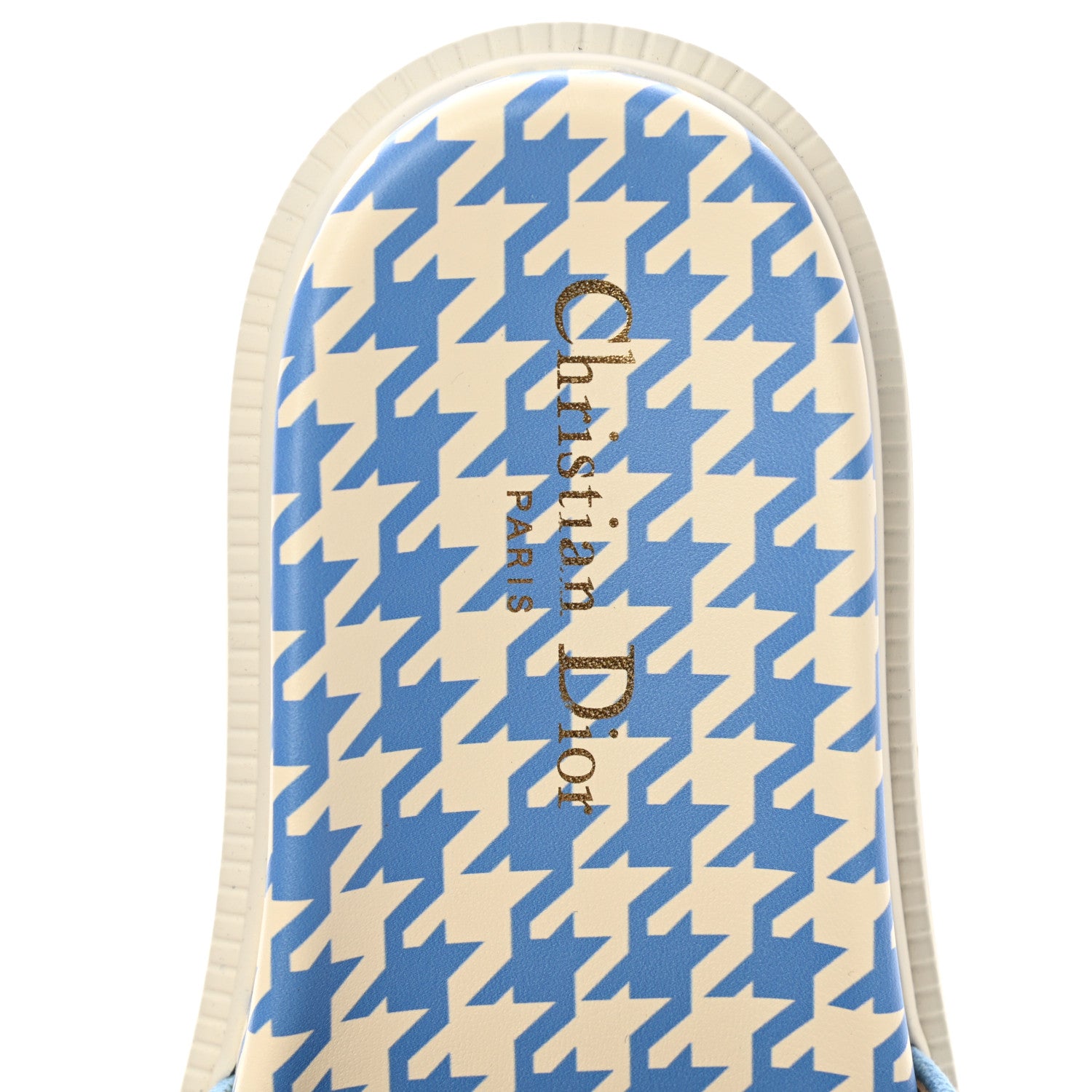 Christian Dior Micro PDP Cotton Houndstooth Embroidered Dway 10mm Slide Sandals 35 Cornflower 8 of 10