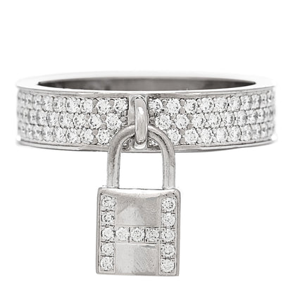 Hermes 18K White Gold Diamond MM Kelly Clochette Ring 51 5.75 1 of 8