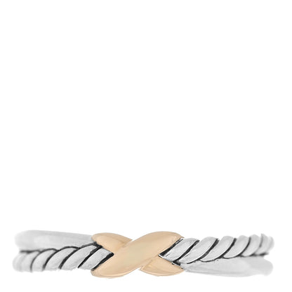 David Yurman Sterling Silver 18K Yellow Gold Petite X Crossover Ring 54 7 1 of 4