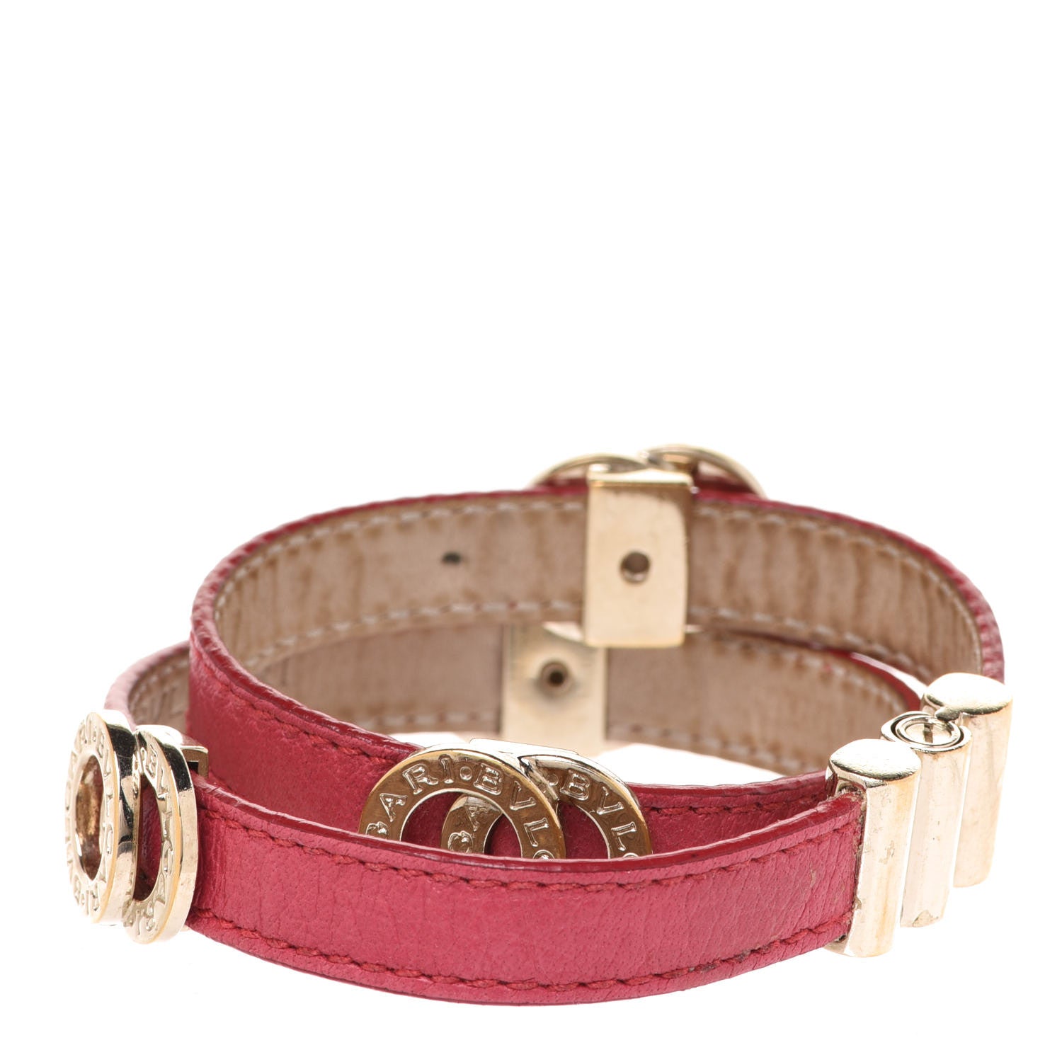 Bulgari Calfskin Double Coiled Bracelet Pink 3 of 4
