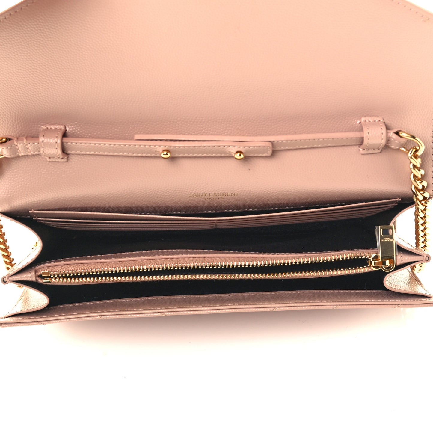 Grain De Poudre Matelasse Chevron Monogram Chain Wallet Pale Pink