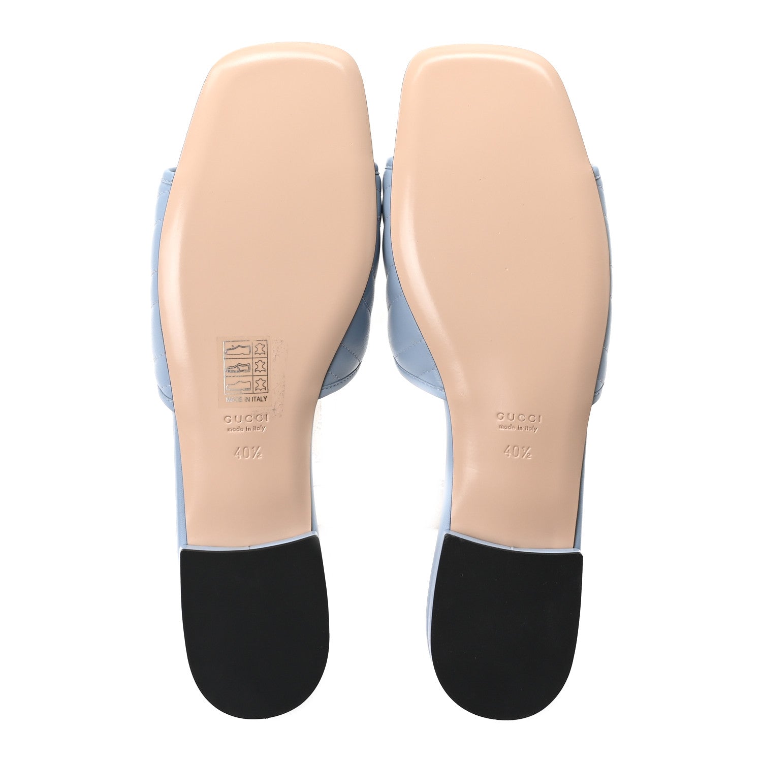 Gucci Nappa Matelasse GG Marmont Flat Slide Sandals 40.5 Porcelain Light Blue 6 of 10