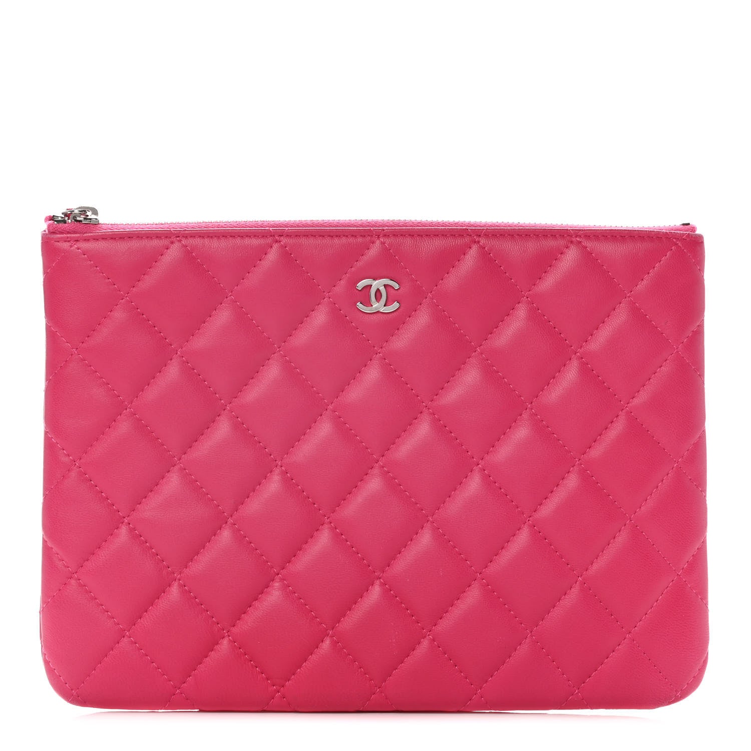 Chanel Lambskin Quilted Medium Cosmetic Case Dark Pink 1 of 13