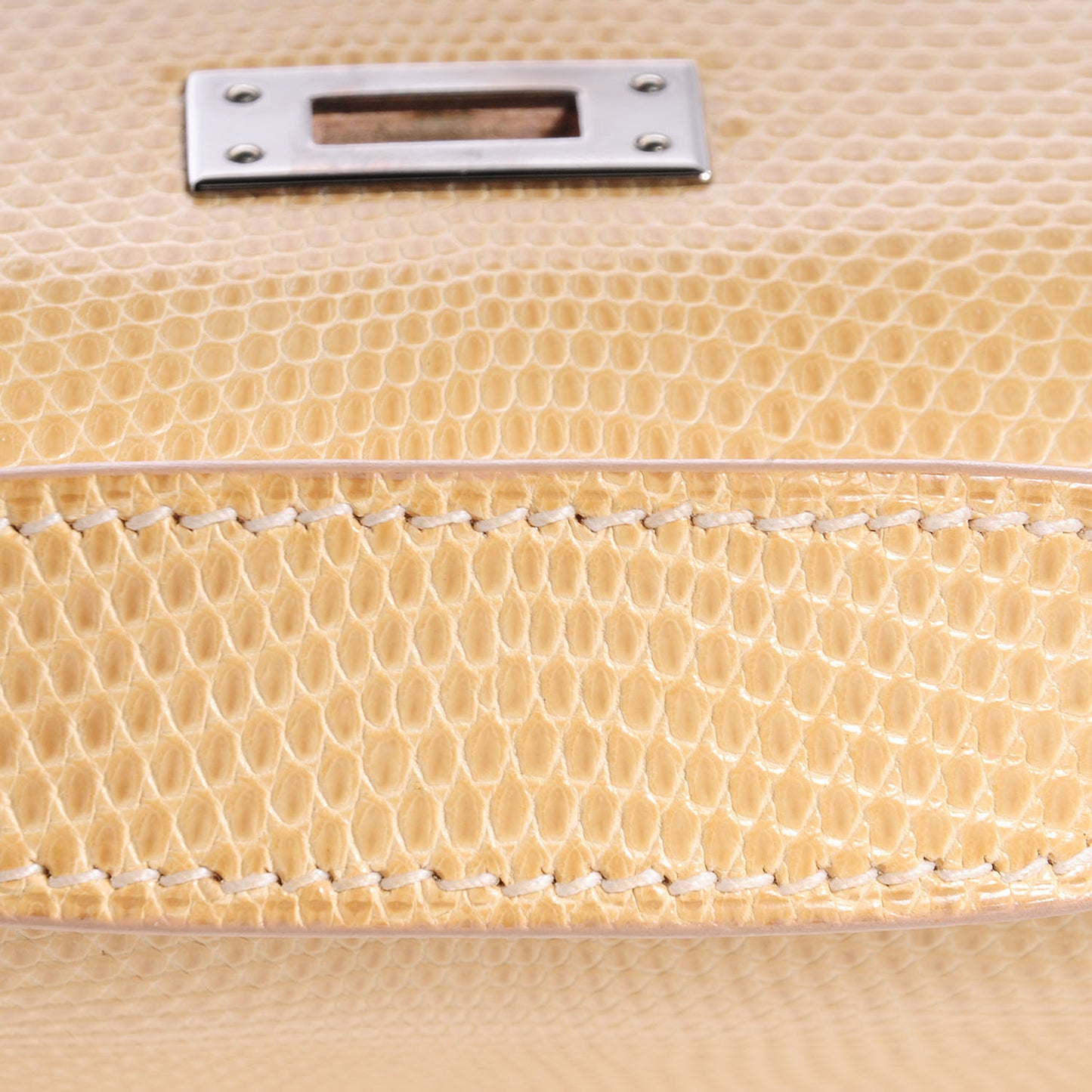 Lizard Kelly Pochette Clutch Beige