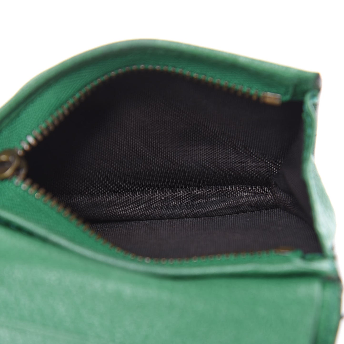 Textured Calfskin Crystal Fiori Floral Embroidered GG Card Case Grass Green