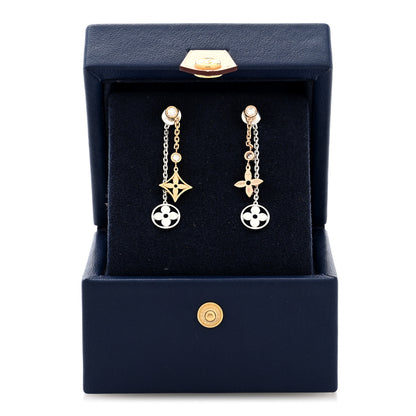 Louis Vuitton 18K Yellow White Pink Gold Diamond Blossom Long Drop Earrings 5 of 5