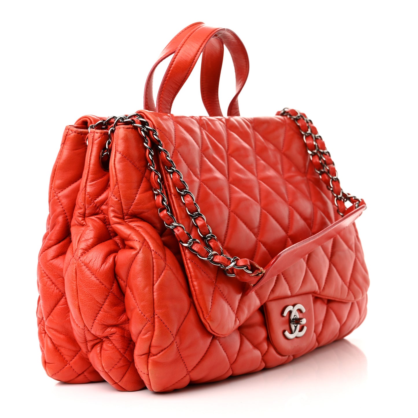 Lambskin Quilted Chanel 3 Maxi Flap Bag Red
