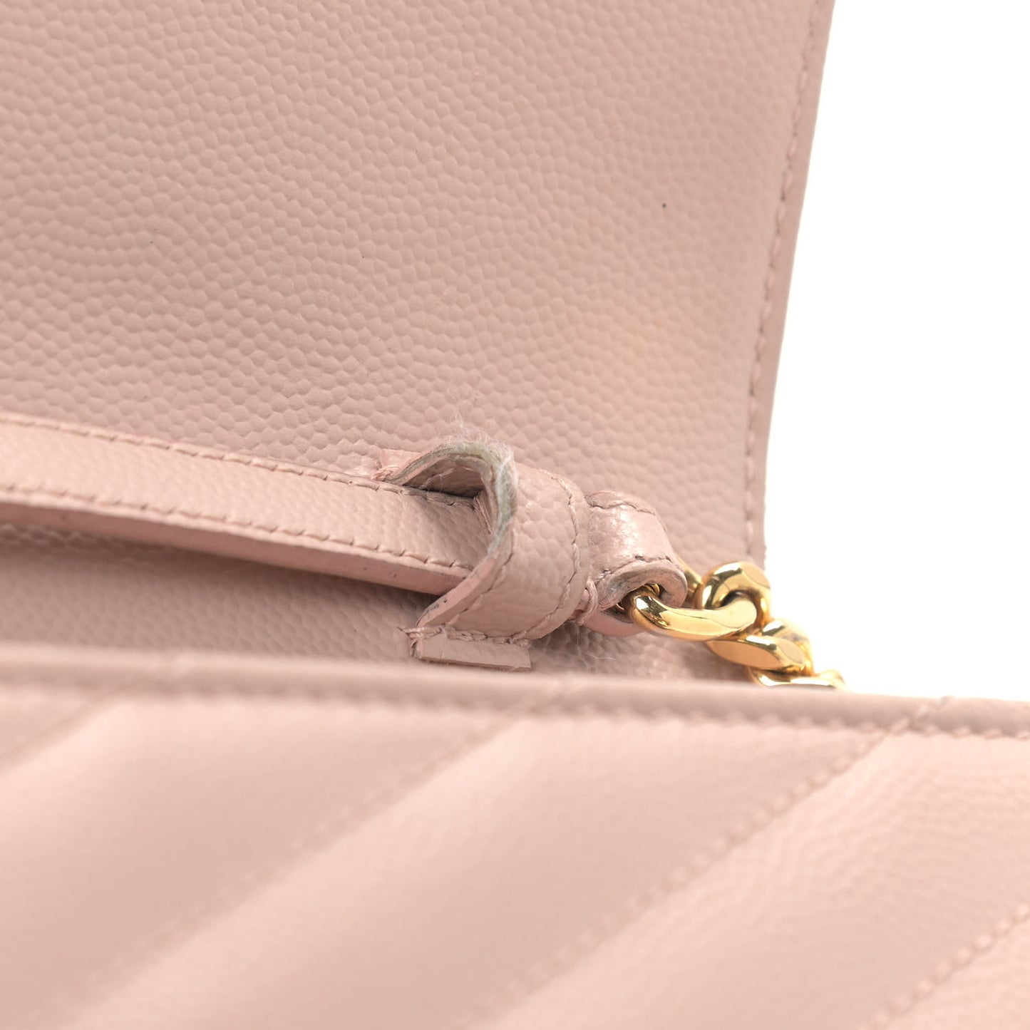 Grain De Poudre Matelasse Chevron Monogram Chain Wallet Pale Pink