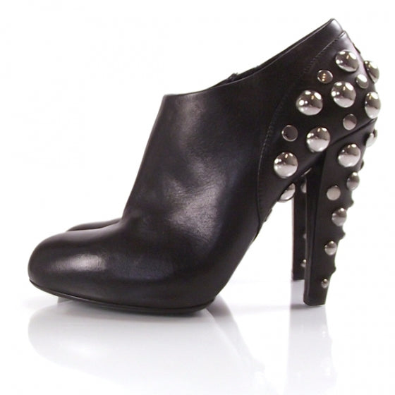 Leather Studded Babooska Ankle Boots Black