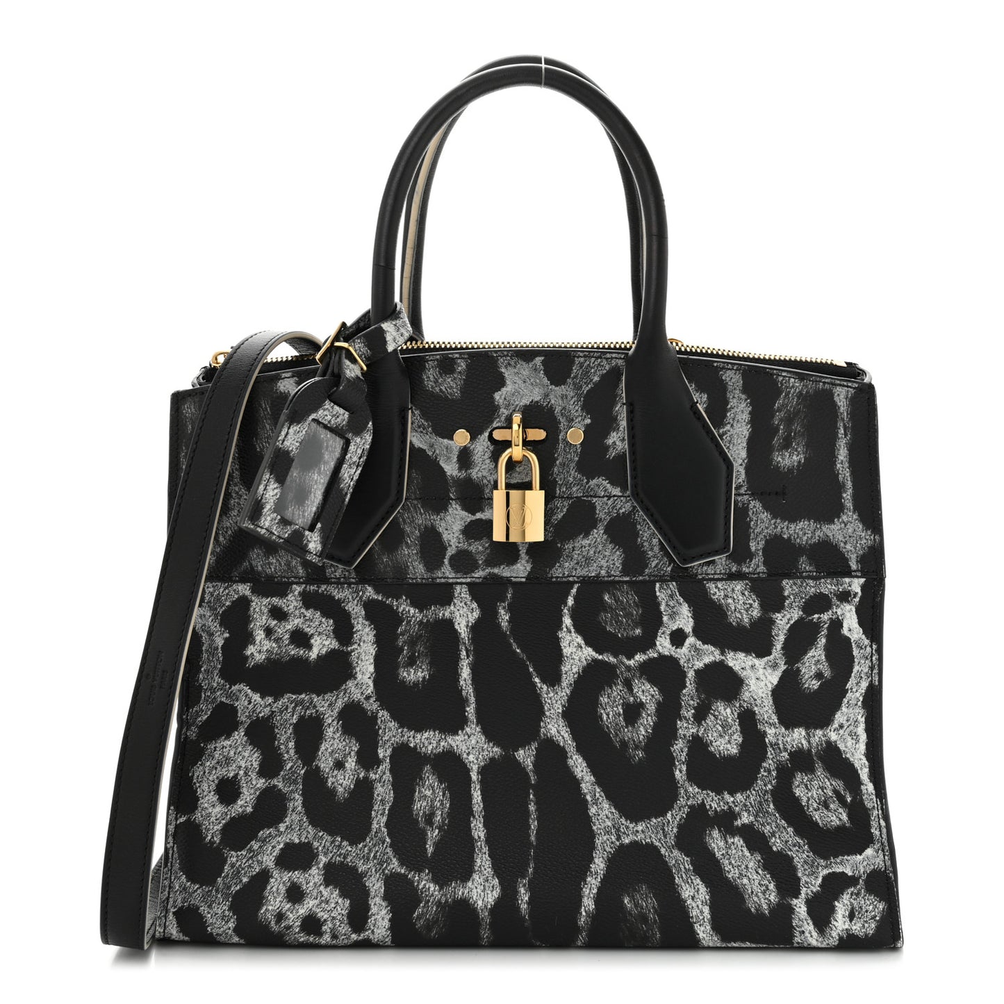Canvas Calfskin Wild Animal Print City Steamer MM Black
