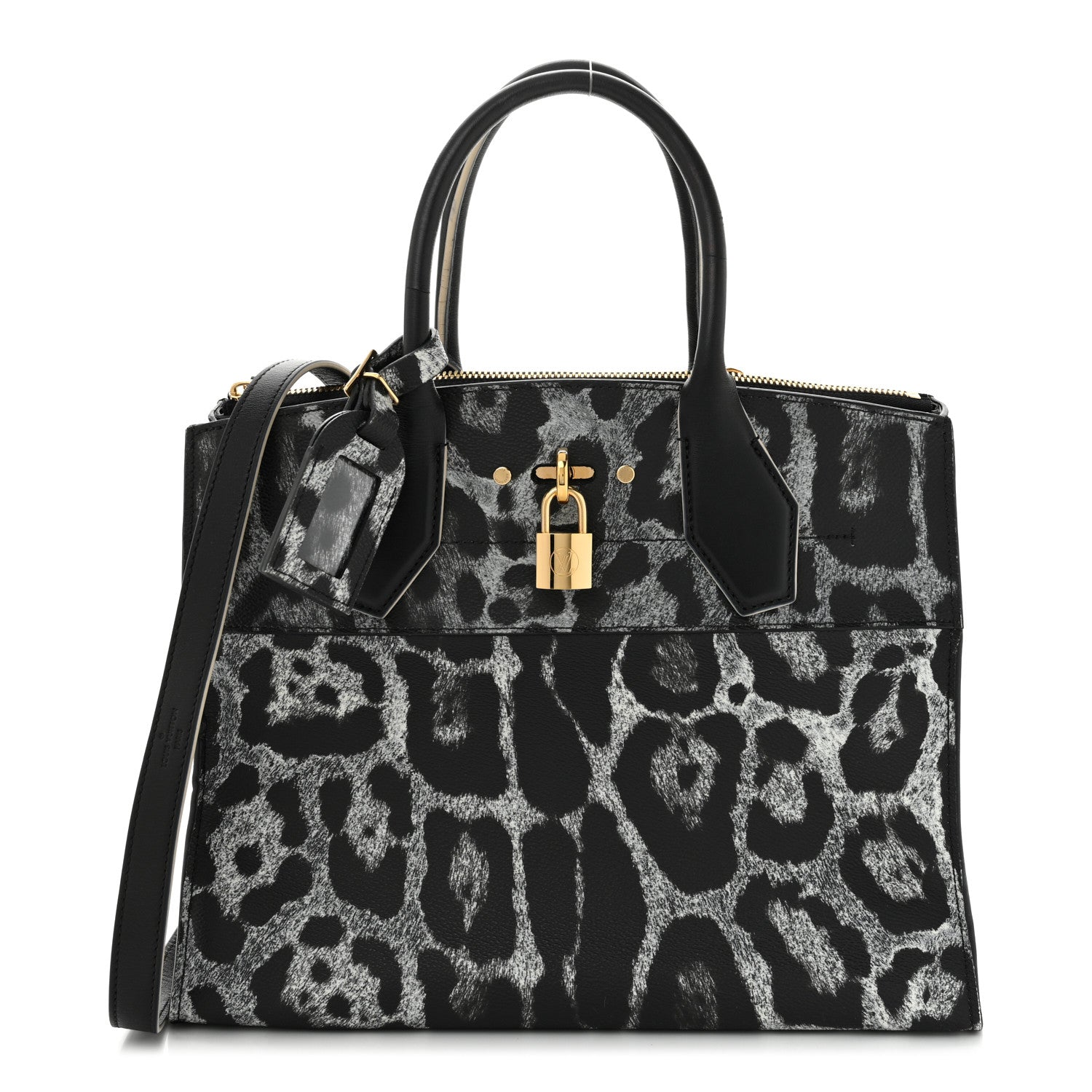 Louis Vuitton Canvas Calfskin Wild Animal Print City Steamer MM Black 1 of 12