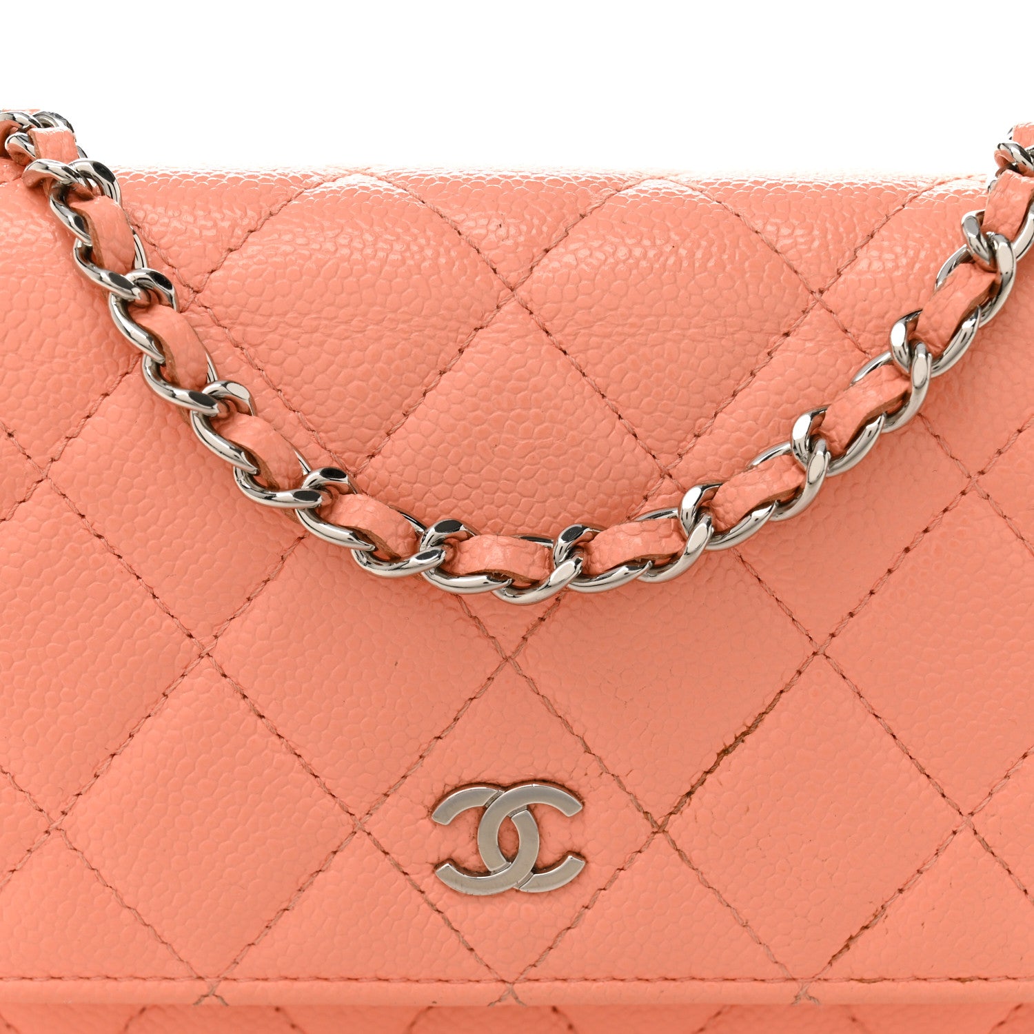 Chanel Caviar Quilted Mini Wallet On Chain WOC Coral 8 of 11