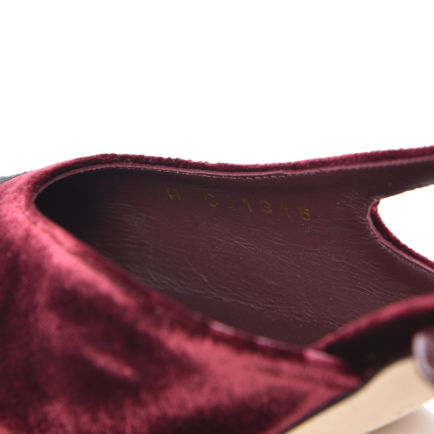 Velvet Grosgrain Cap Toe CC Slingback Pumps 37 Burgundy Black