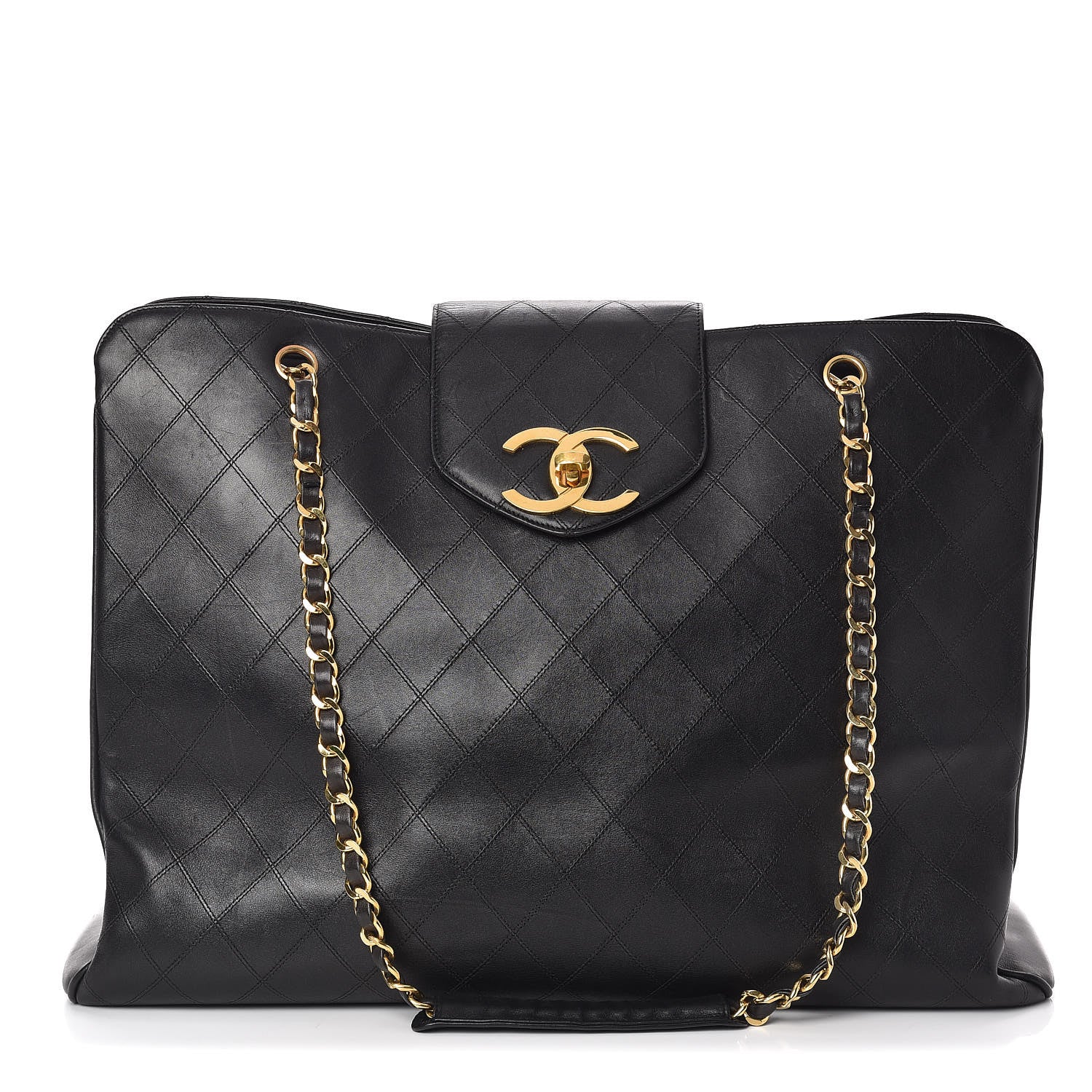 Chanel Calfskin Stitched XL Weekender Black 1 of 12