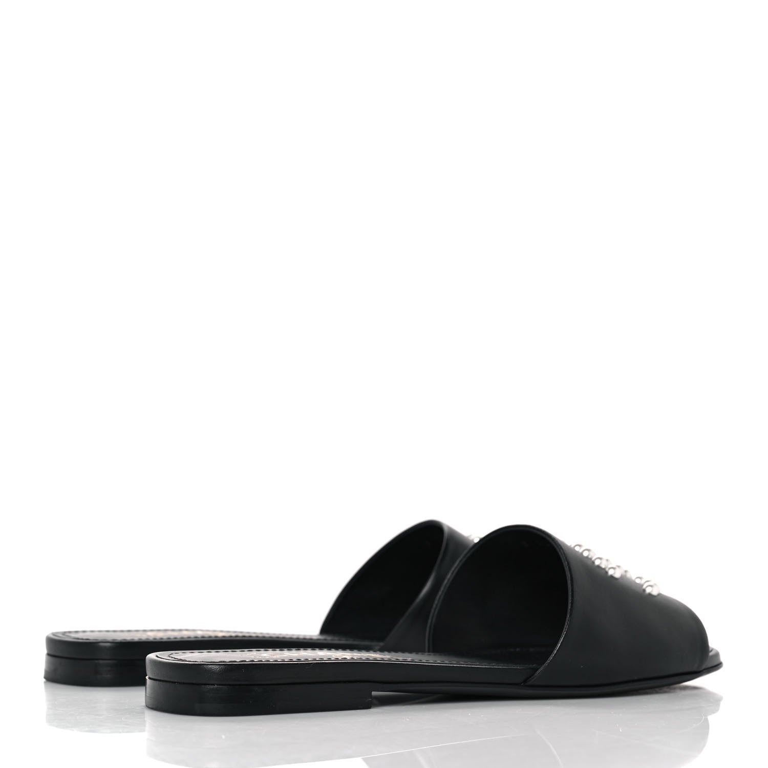 Chanel Lambskin Pearl CC Sandals 37 Black 4 of 9