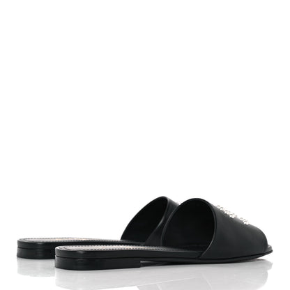 Chanel Lambskin Pearl CC Sandals 37 Black 4 of 9