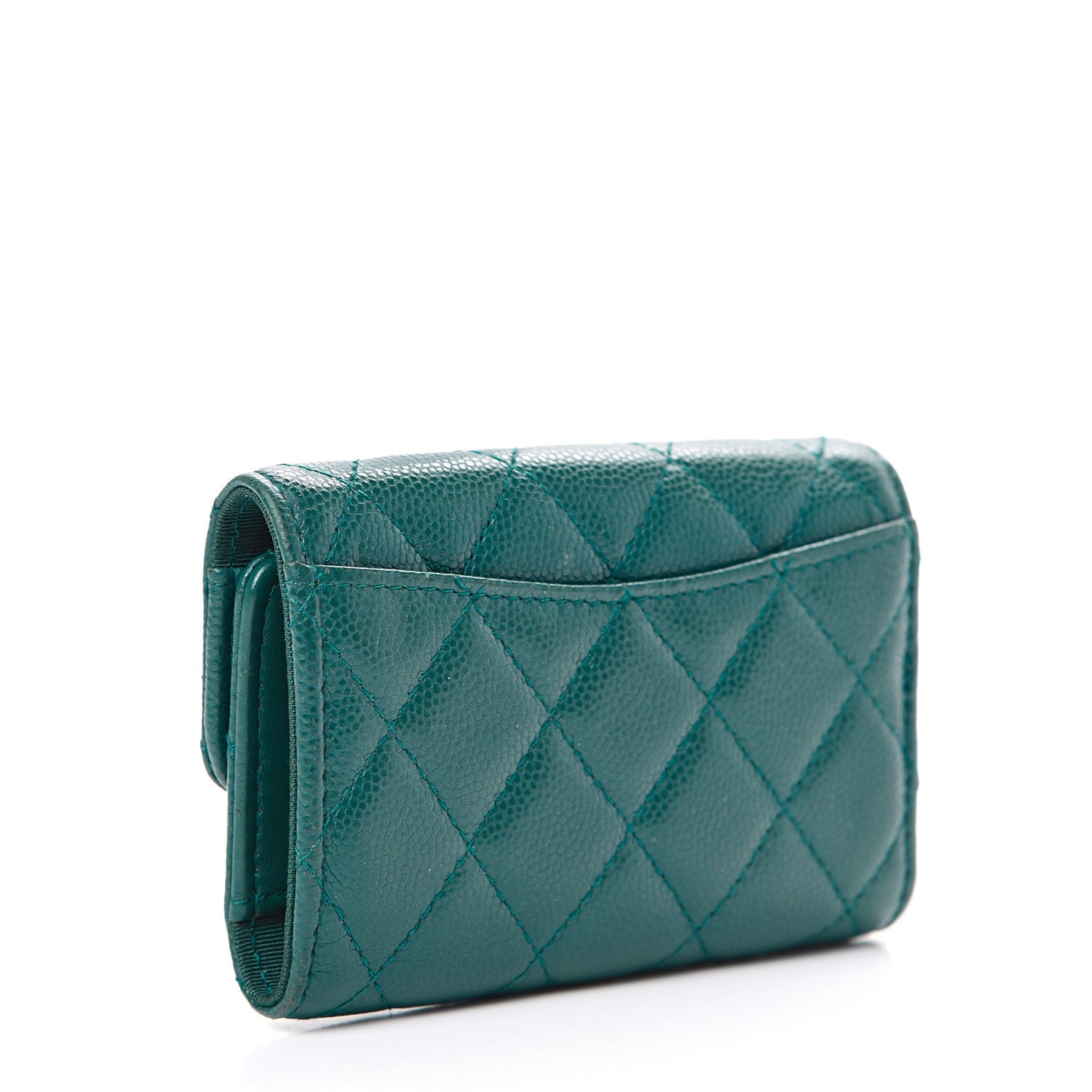 Metallic Caviar Quilted 6 Key Holder Green