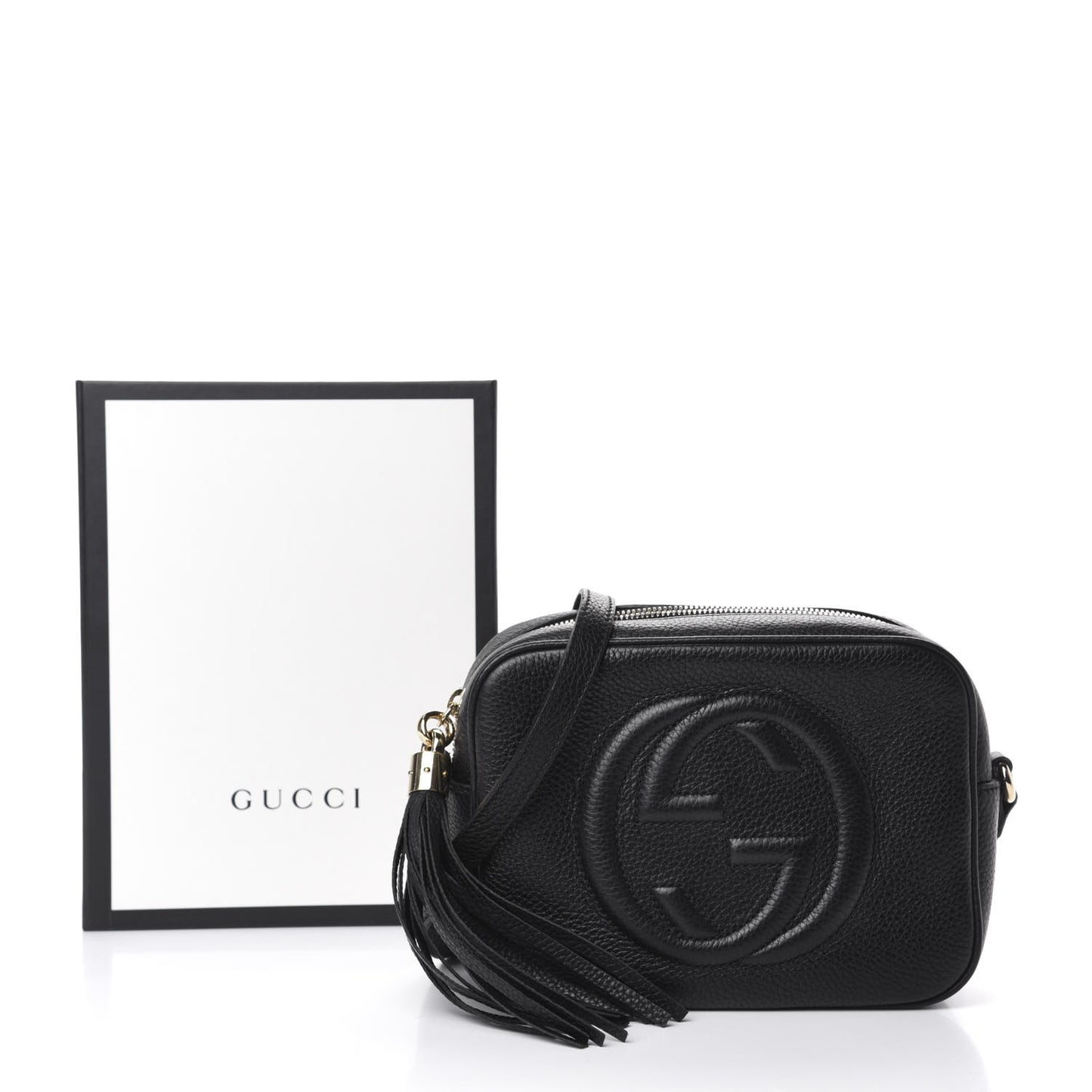 Pebbled Calfskin Small Soho Disco Bag Black