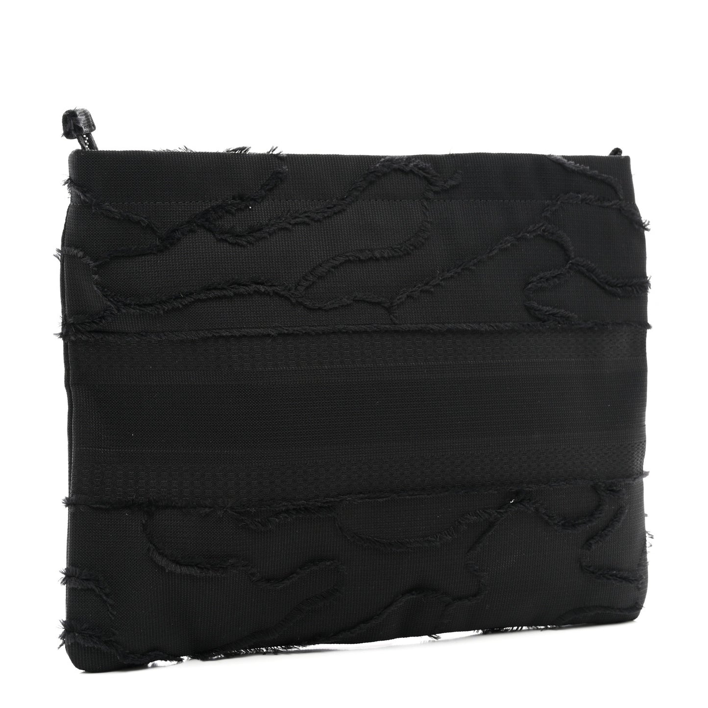 Canvas Embroidered Camouflage Medium Diordouble Zip Pouch Black