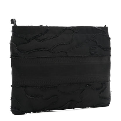 Christian Dior Canvas Embroidered Camouflage Medium Diordouble Zip Pouch Black 3 of 7
