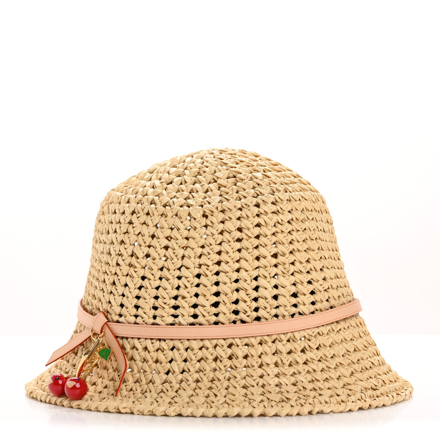 LV X TM Raffia Cerise Charms Woven Hat S Natural