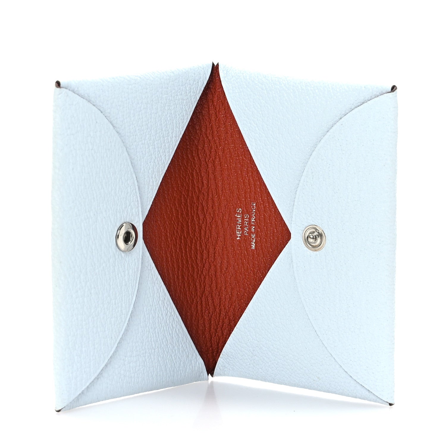 Hermes Chevre Mysore Verso Calvi Card Case Bleu Brume Brique 5 of 9